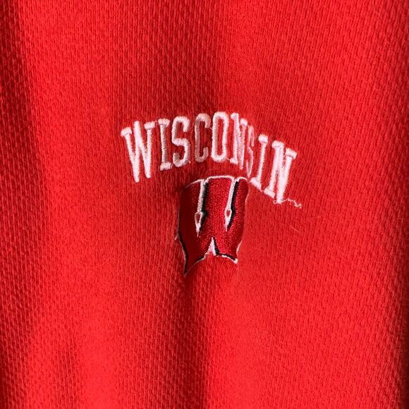 Wisconsin Badgers ProEdge Red With Black Details Short Sleeve Polo Shirt Size XL - Picture 3 of 14